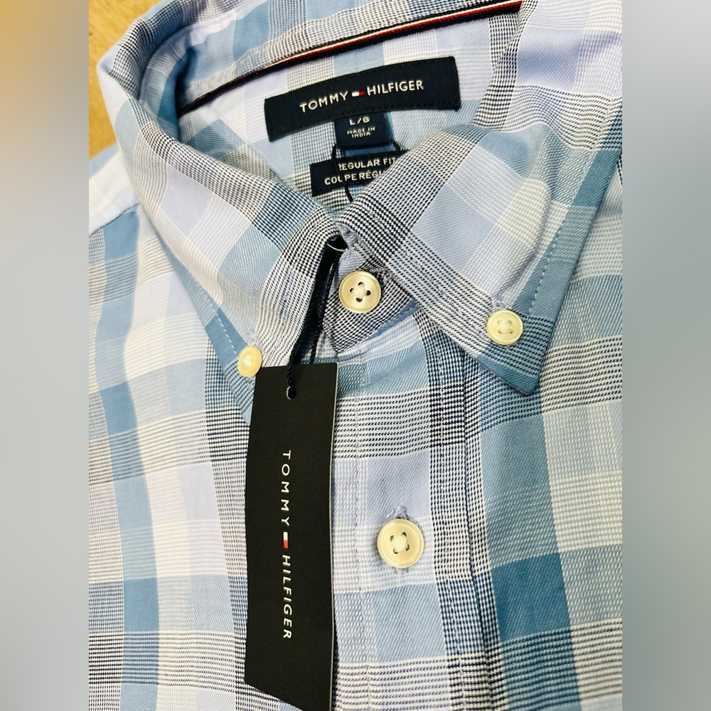 NEW Tommy Hilfiger Men's Blue Checkered Shirt